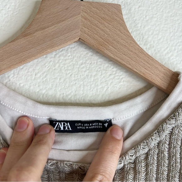 Zara Sleeveless Knit Top - Beige Small - Picture 2 of 3
